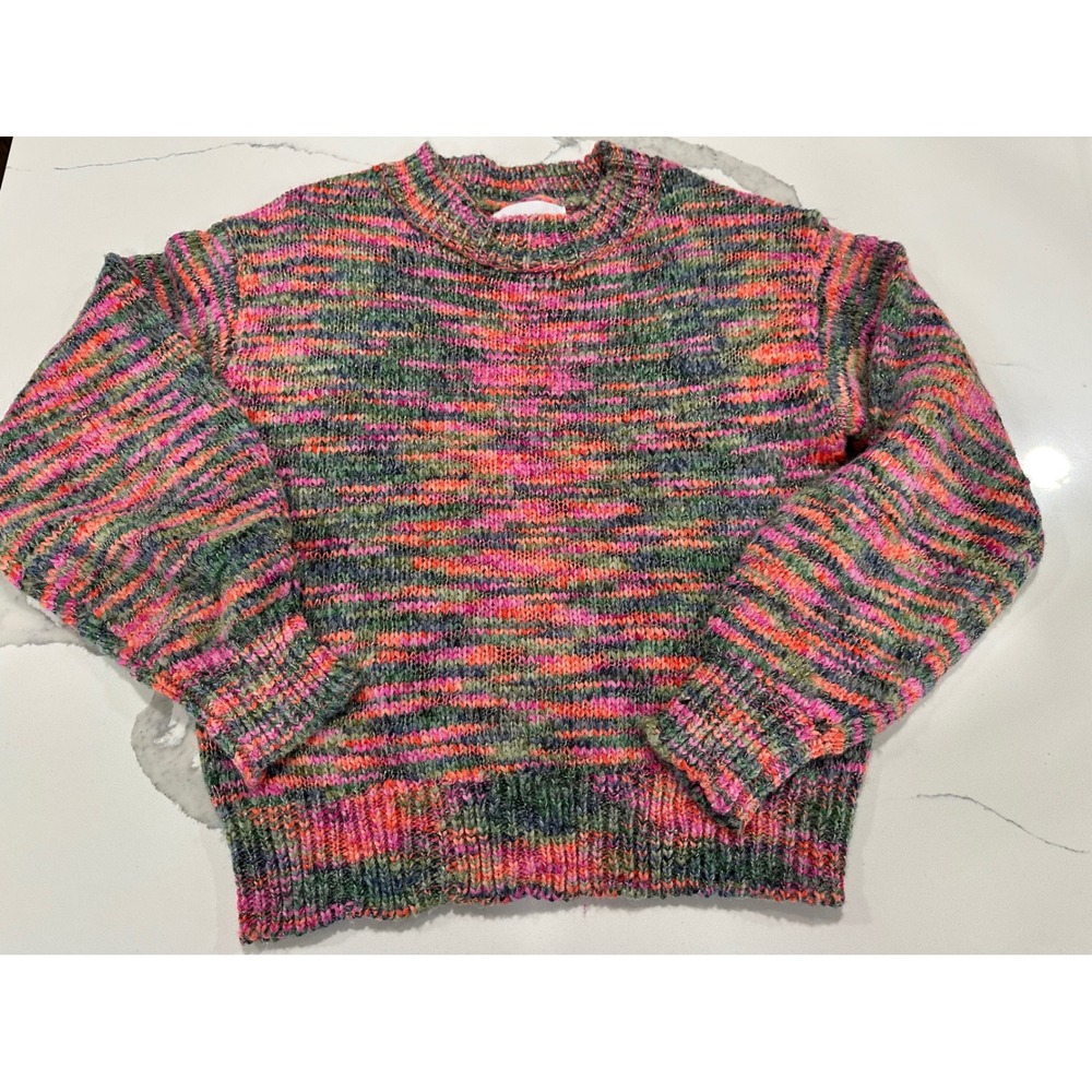 Dear John Women Multi-Color Metallic Knit Crewneck Sweater Small